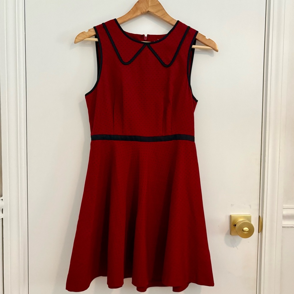 Coincidence & Chance Red-and-Black Polka-Dot Retro A-Line Dress Size 2